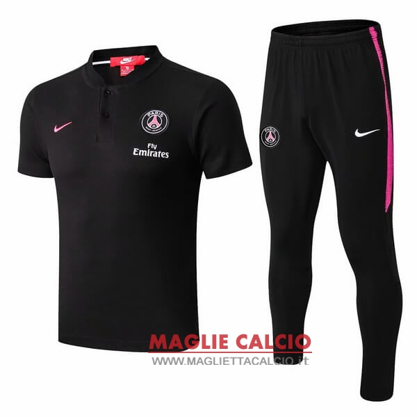 polo set completo maglia paris saint germain 2018-2019 nero rosa