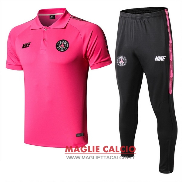 polo set completo maglia paris saint germain 2019-2020 rosa nero