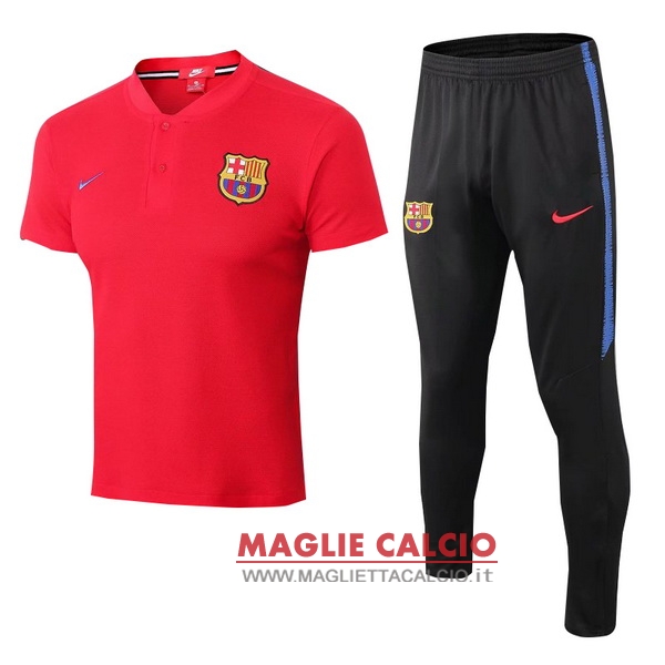 polo set completo maglia barcelona 2018-2019 rosso