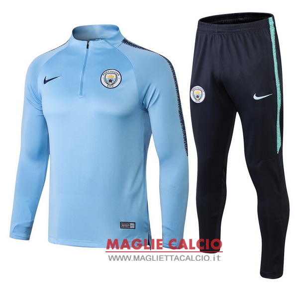 nuova manchester city insieme completo blu nero bambino giacca 2018-2019