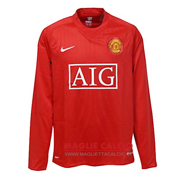 nuova prima divisione magliette manica lunga manchester united retro 2007-2008 rosso