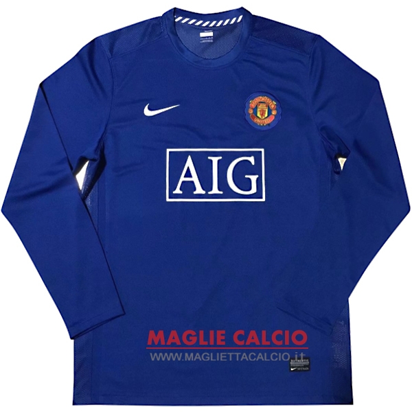 nuova seconda divisione magliette manica lunga manchester united retro 2007-2008 blu