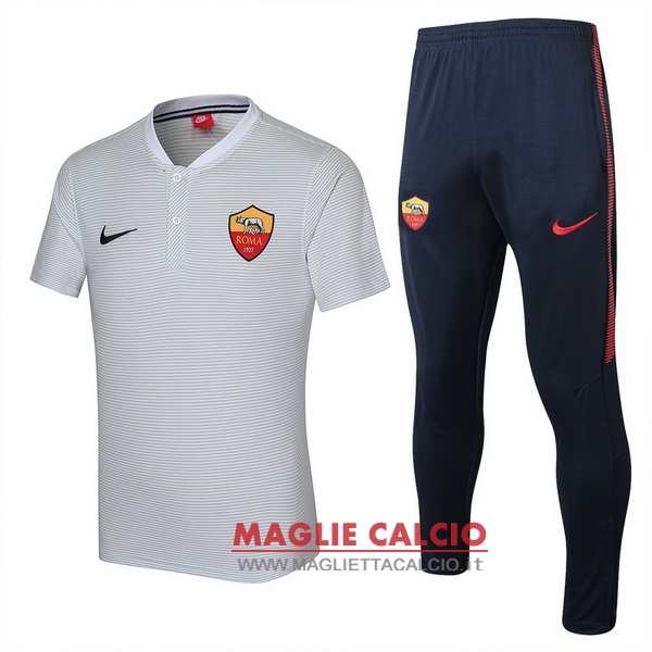 polo set completo maglia as roma 2017-2018 bianco