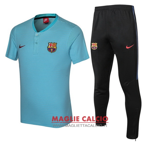 polo set completo maglia barcelona 2017-2018 blu