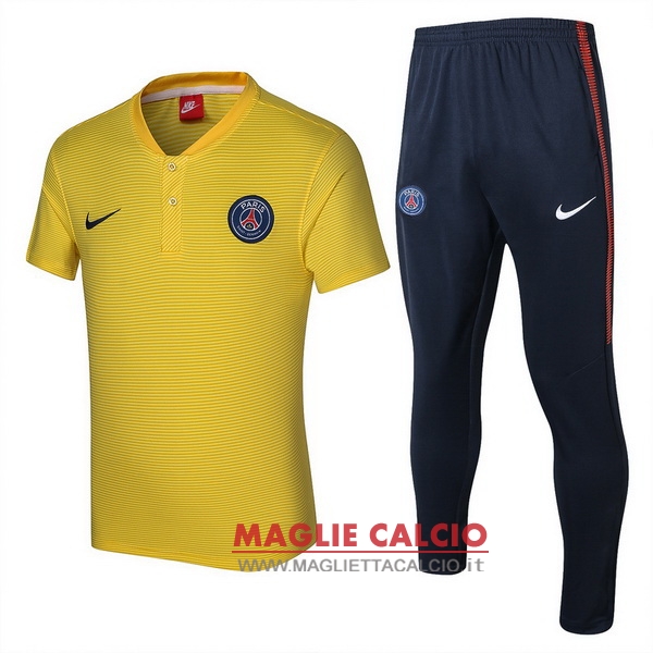 polo set completo maglia paris saint germain 2017-2018 giallo