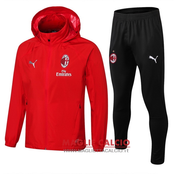 nuova ac milan insieme completo rosso giacca a vento 2018-2019