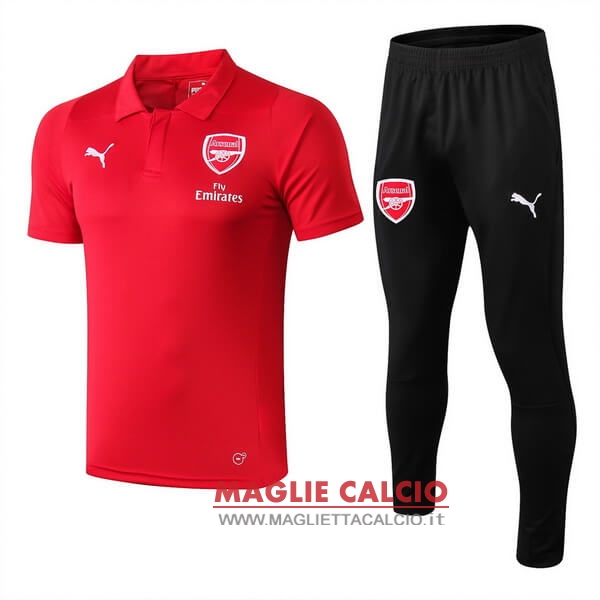 polo set completo maglia arsenal 2018-2019 rosso