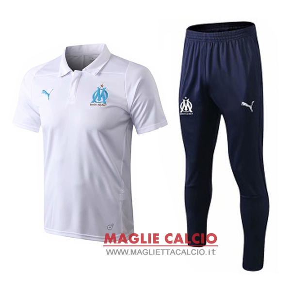 polo set completo maglia marseille 2018-2019 bianco