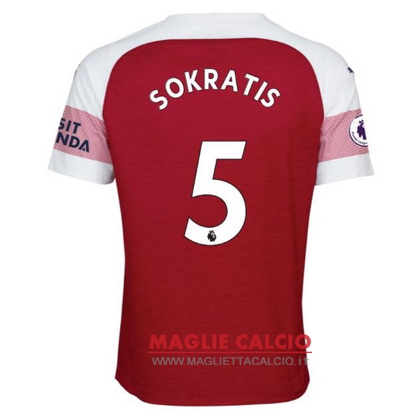 nuova maglietta arsenal 2018-2019 sokratis 5 prima