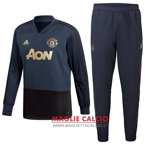 nuova manchester united insieme completo blu navy giacca 2018-2019