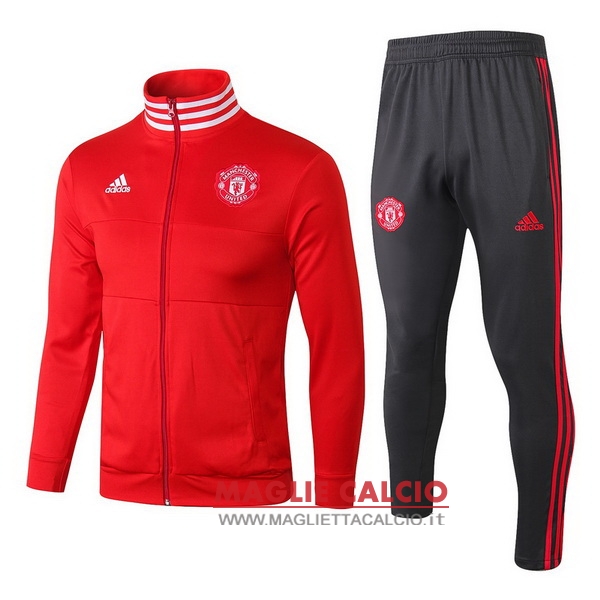 nuova manchester united insieme completo rosso gris giacca 2018-2019