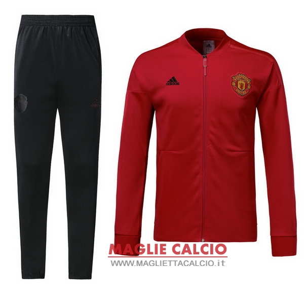 nuova manchester united insieme completo rosso nero giacca 2018-2019