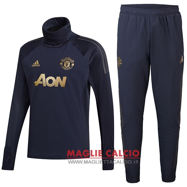 nuova manchester united insieme completo blu oro giacca 2018-2019