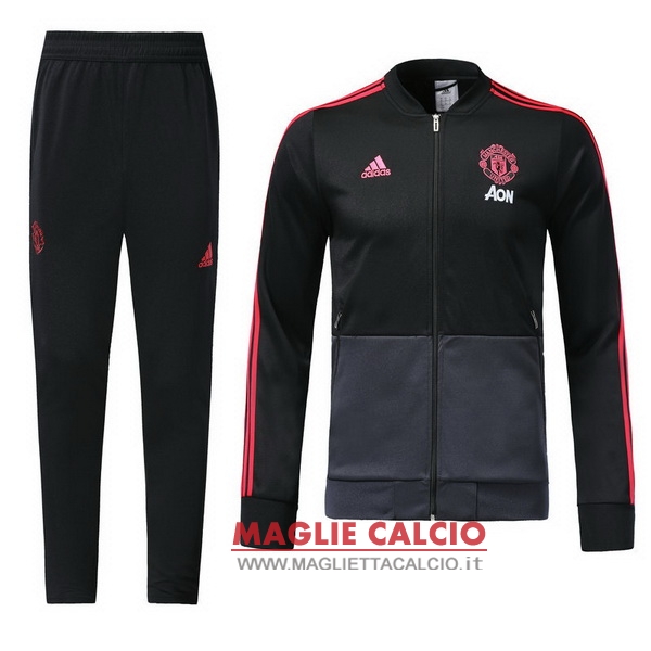 nuova manchester united insieme completo nero grigio giacca 2018-2019