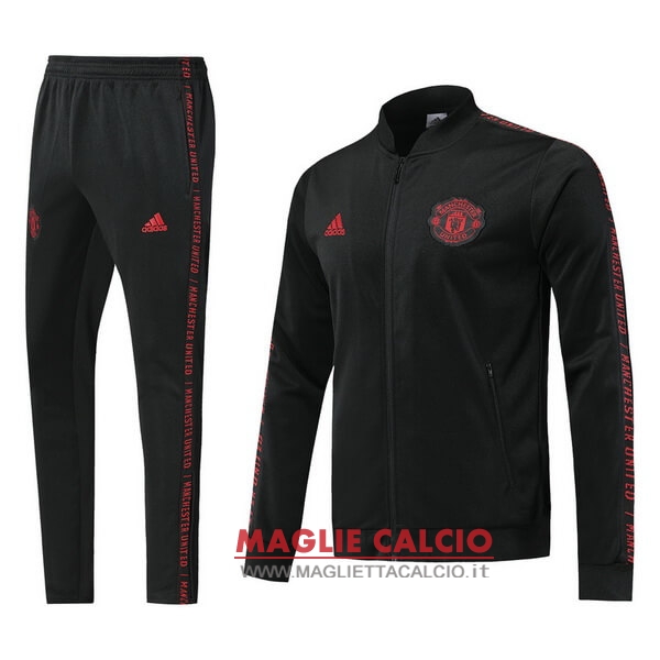 nuova manchester united insieme completo nero rosso giacca 2019-2020