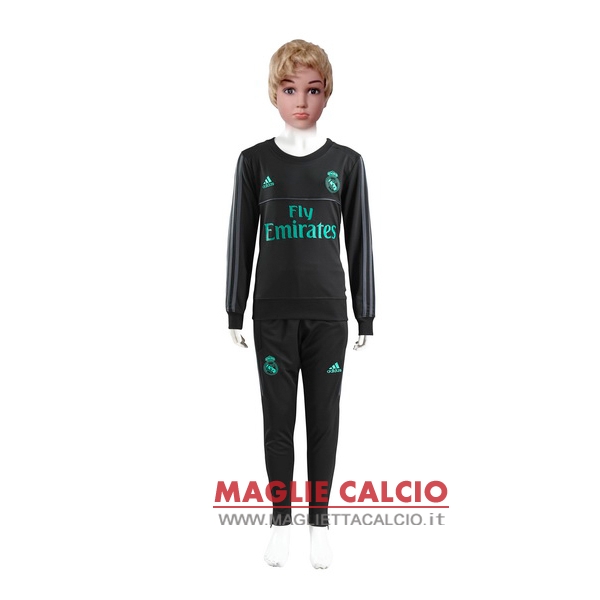 nuova real madrid insieme completo nero bambino giacca 2017-2018