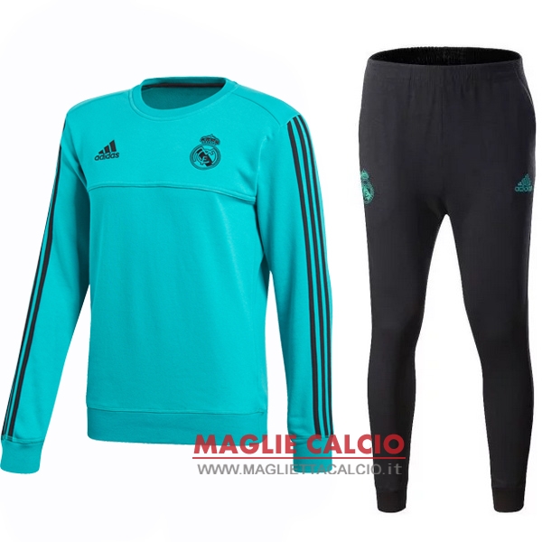 nuova real madrid insieme completo verde nero navy bambino giacca 2017-2018