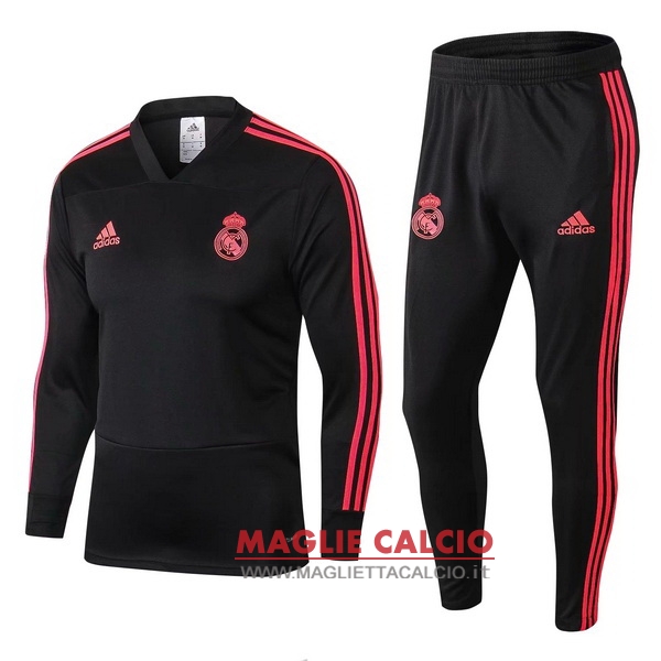 nuova real madrid insieme completo nero rosso bambino giacca 2018-2019