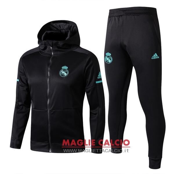 nuova real madrid set completo nero navy verde giacca 2017-2018