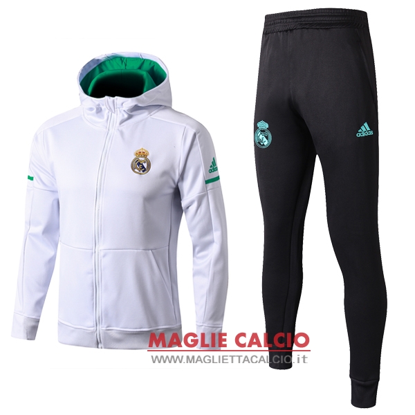 nuova real madrid set completo verde bianco nero giacca 2017-2018