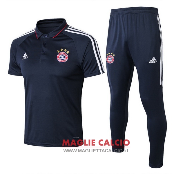 polo set completo maglia bayern munich 2017-2018 blu