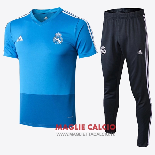 nuova formazione set completo divisione magliette real madrid 2018-2019 blu nero