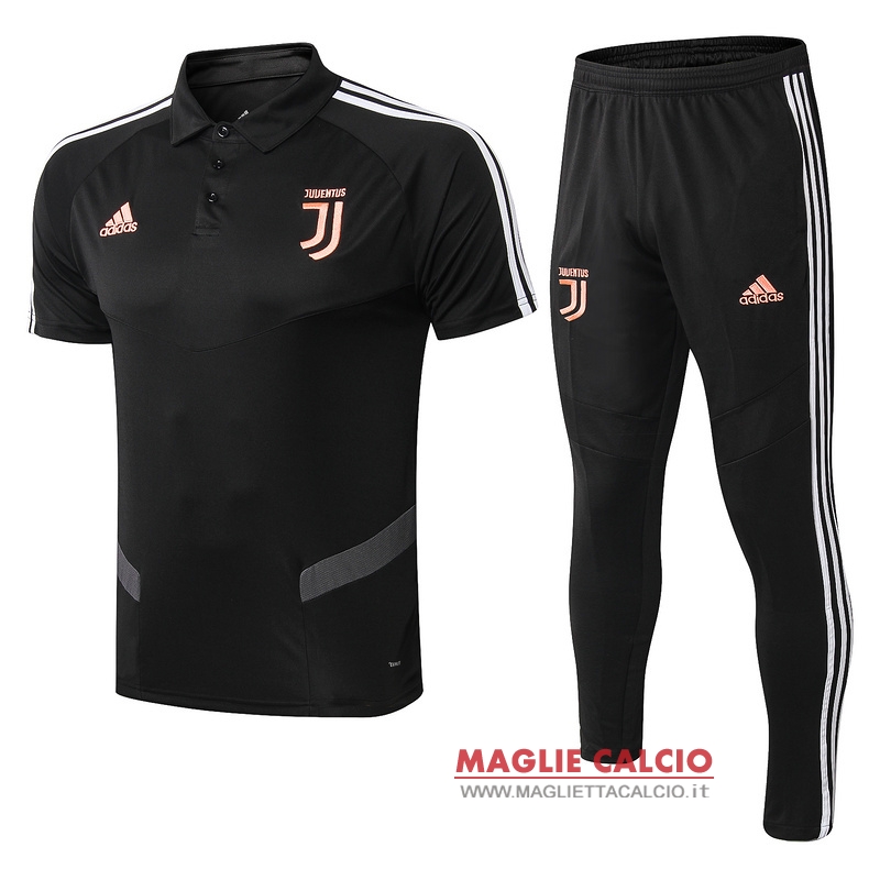 polo set completo maglia juventus 2019-2020 nero arancione