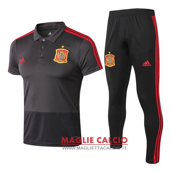 polo set completo maglia spagna 2018 grigio