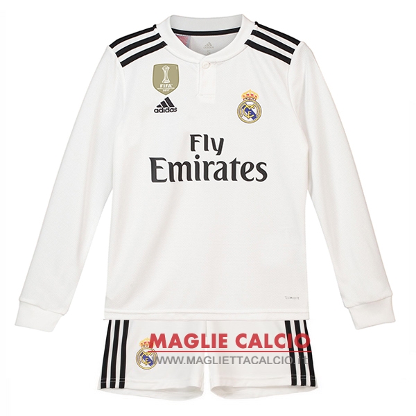 nuova prima divisione magliette bambino manica lunga real madrid 2018-2019