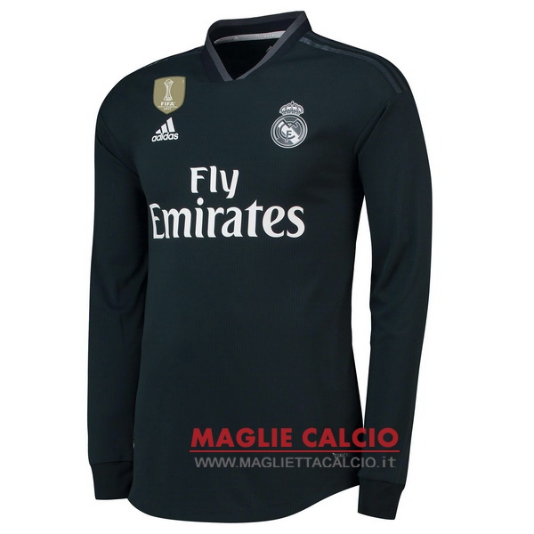 nuova seconda magliette real madrid mancia lunga 2018-2019