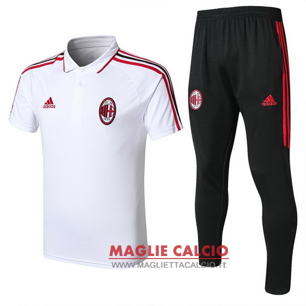 polo set completo maglia ac milan 2017-2018 bianco