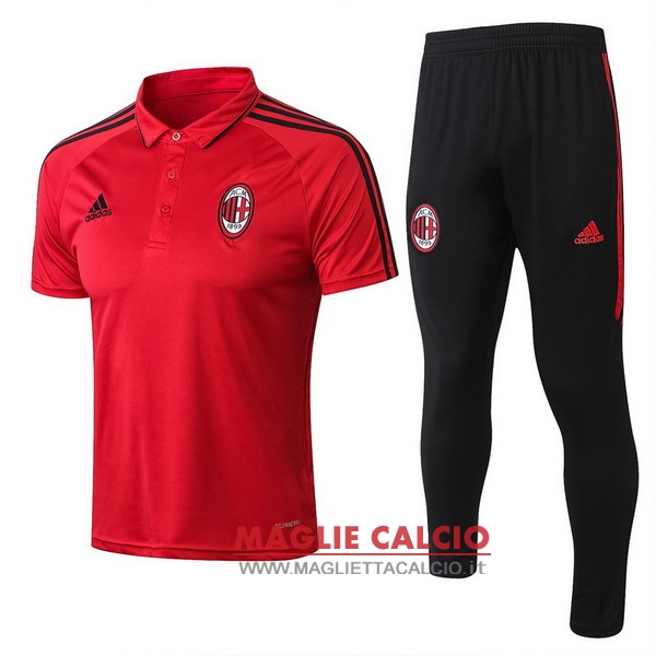 polo set completo maglia ac milan 2017-2018 rosso