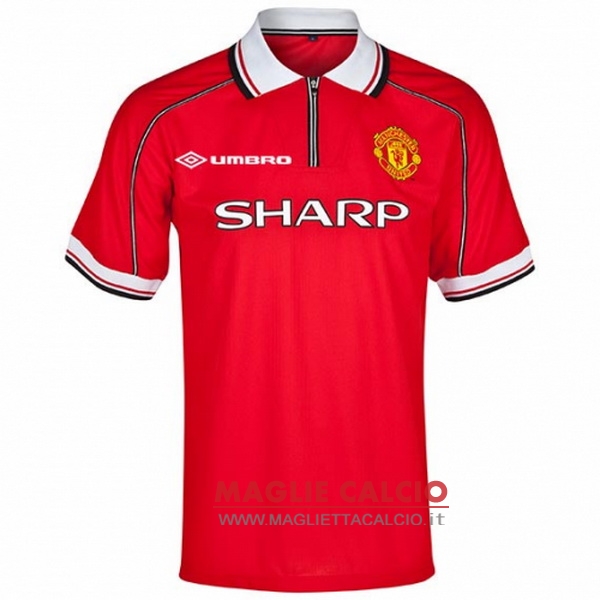 prima magliette nuova manchester united retro 1998-1999 rosso