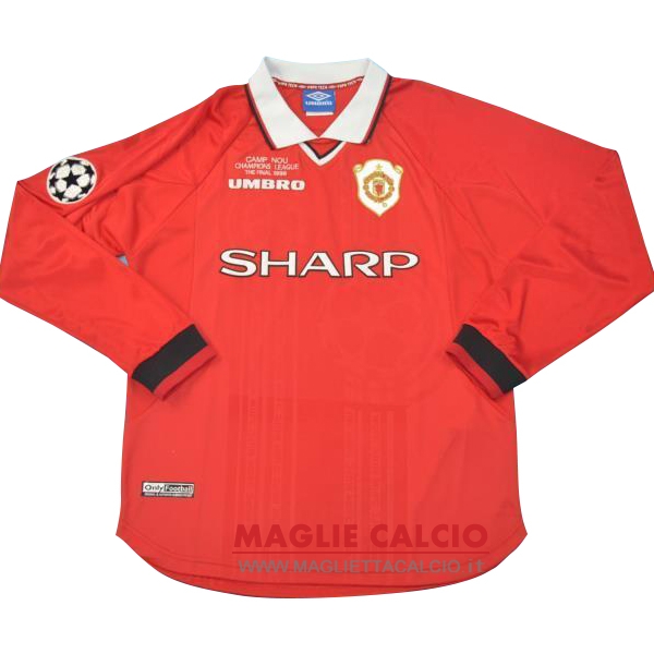 nuova prima divisione magliette manica lunga manchester united retro 1999 rosso