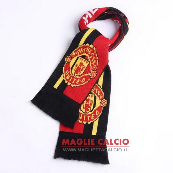 sciarpa calcio manchester united knit nero rosso