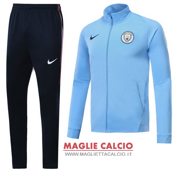 nuova manchester city insieme completo blu luce nero giacca 2017-2018