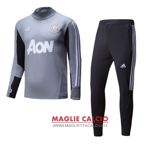 nuova manchester united insieme completo grigio luce nero giacca 2017-2018