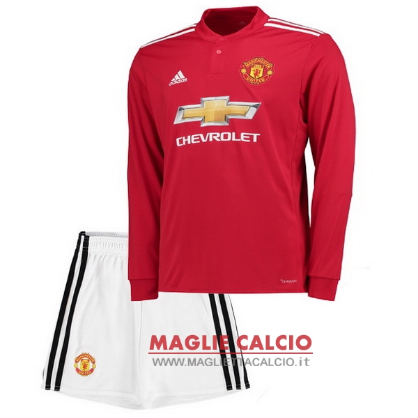 nuova prima divisione magliette bambino manica lunga manchester united 2017-2018